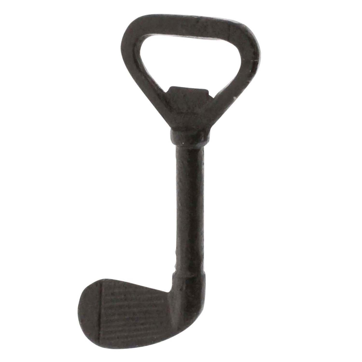 Image of a cast iron golf club bottle opener.