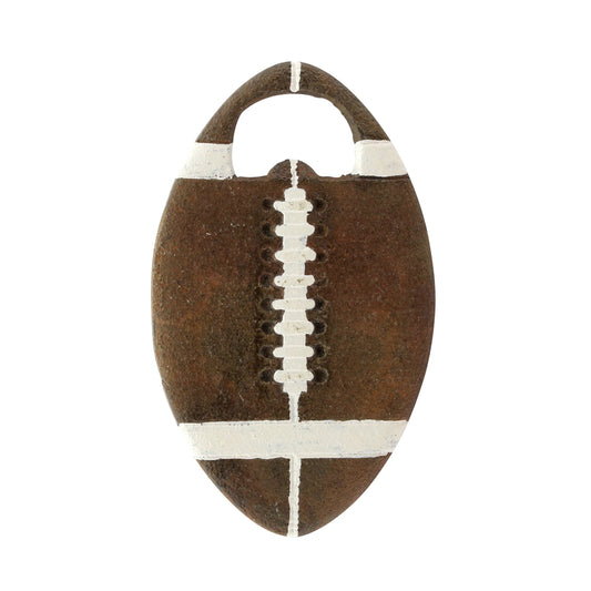 Image of a cast iron football shape beer bottle opener.