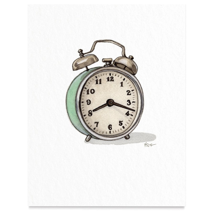 Retro Alarm Clock Art Print